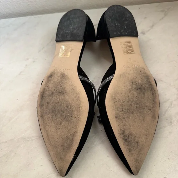 J. Crew Black Pointed D'Orsay Flats with Sparkle Bow Strap - Picture 4 of 6